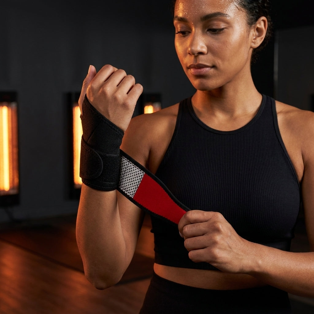 Self‑Heating Magnetic Wrist Support Brace – Adjustable Protect Wrap (1Pc / Black+Red)