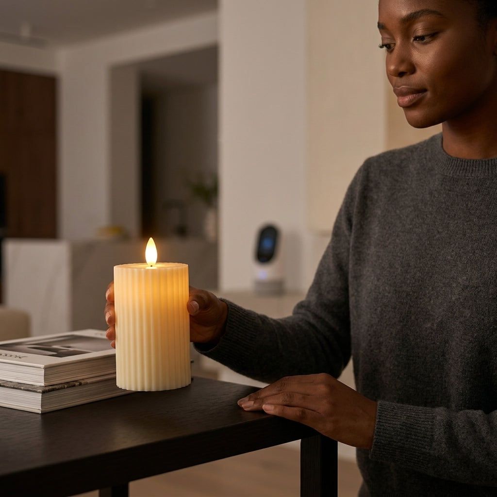 Flameless LED Ribbed Candles – 12 Pack