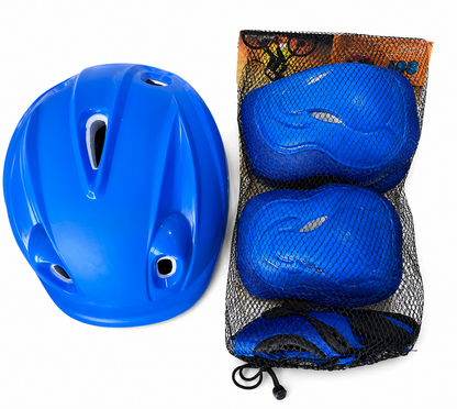 Kids Sports Safety Helmet & Protective Gear Set – Blue (7-Piece)