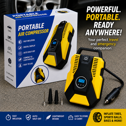 Portable Digital Tyre Inflator – Smart Air Compressor Pump