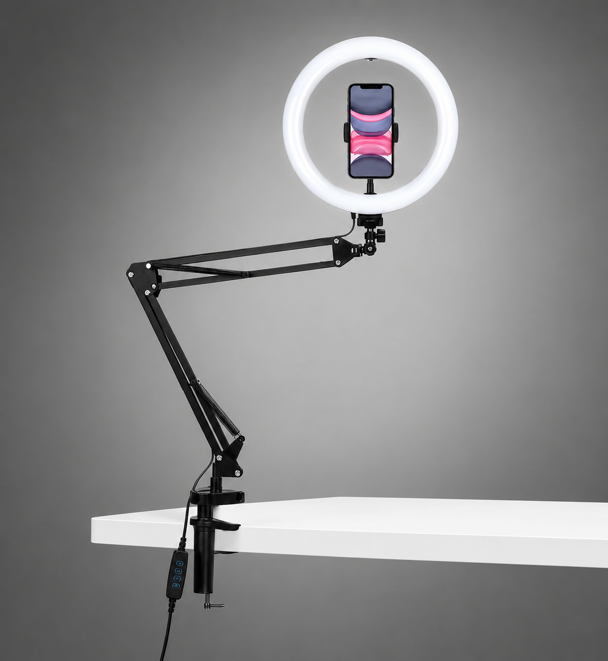 10" LED Ring Light Kit with Foldable Arm Stand & Phone Clamp