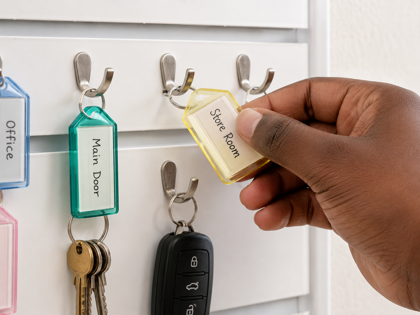 Colour Key Rings 12pcs – Labelled Key Tags with Split Rings