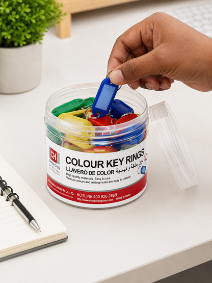 Colour Key Rings 12pcs – Labelled Key Tags with Split Rings