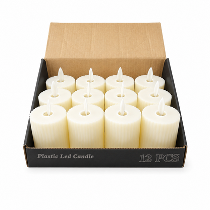 Flameless LED Ribbed Candles – 12 Pack