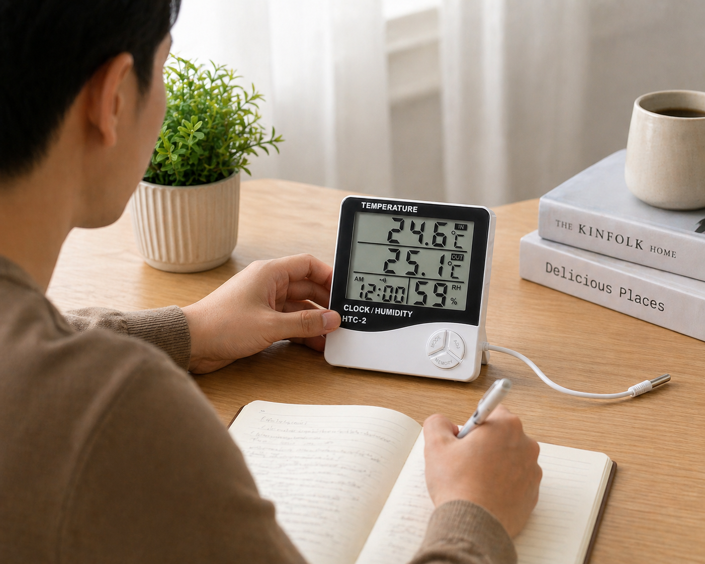 HTC-2 Digital Temperature & Humidity Meter with Clock