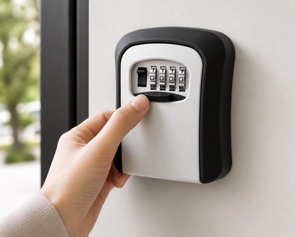 Wall-Mount 4-Digit Combination Key Lock Box - Outdoor Security Safe