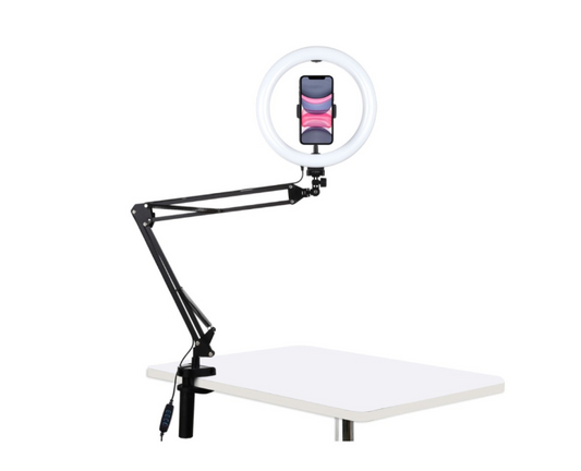 10" LED Ring Light Kit with Foldable Arm Stand & Phone Clamp
