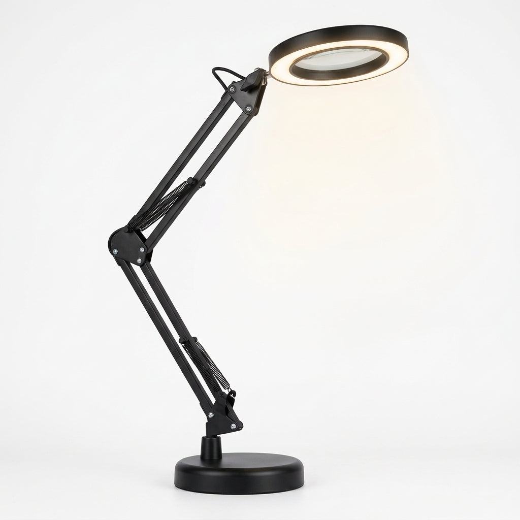 Black Adjustable Magnifying Desk Lamp
