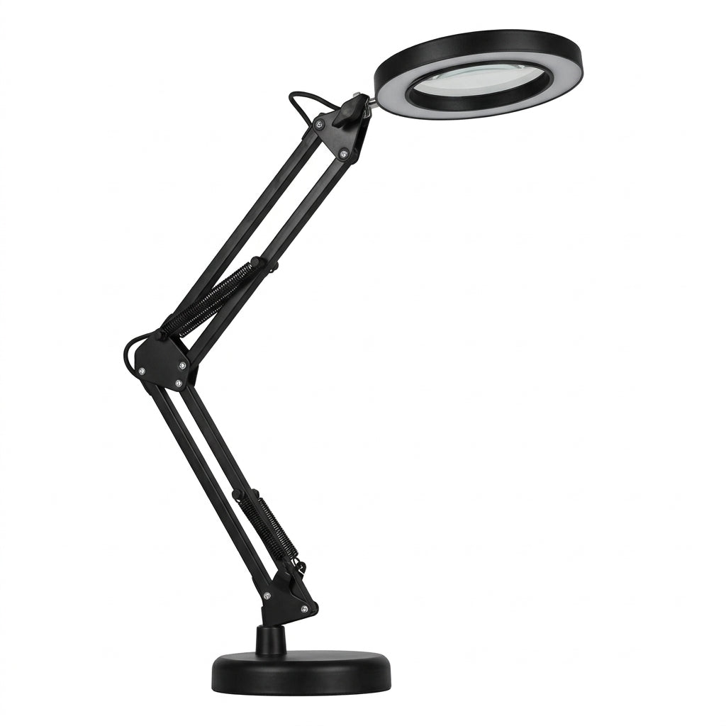 Black Adjustable Magnifying Desk Lamp