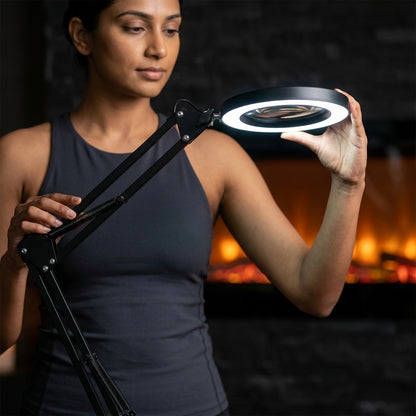 Black Adjustable Magnifying Desk Lamp