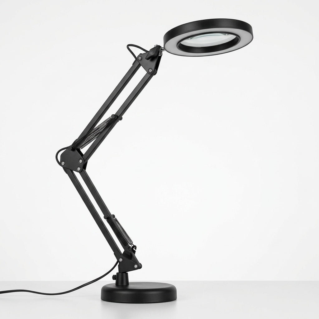 Black Adjustable Magnifying Desk Lamp