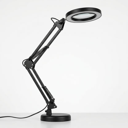 Black Adjustable Magnifying Desk Lamp