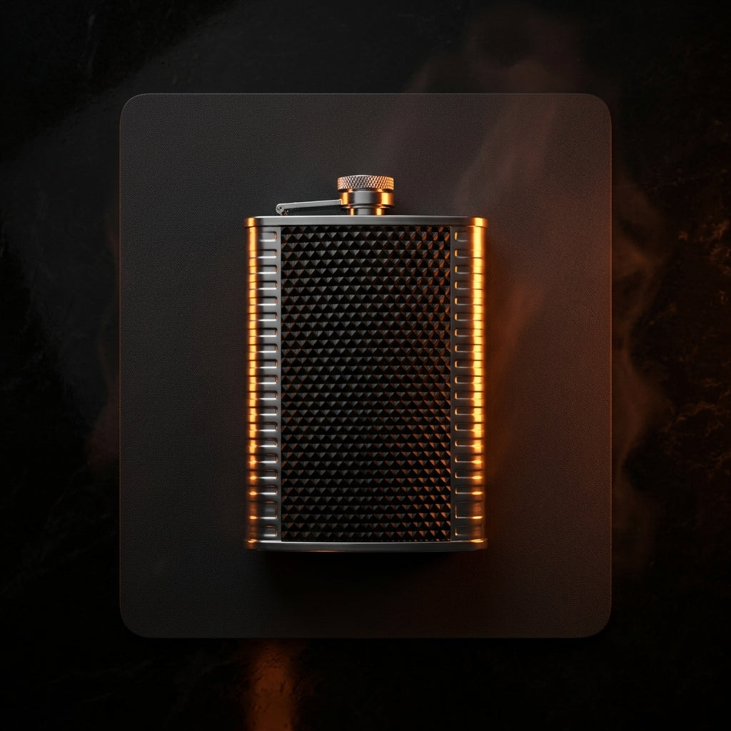 Textured Black & Silver Hip Flask