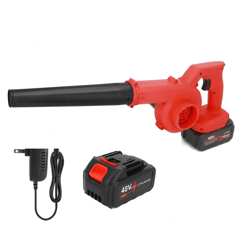 48V Cordless Handheld Electric Blower – Lithium Battery & Charger (Red/Black)