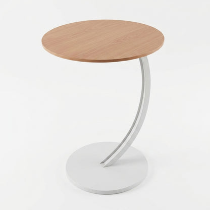 Contemporary Wood & White Metal Side Table