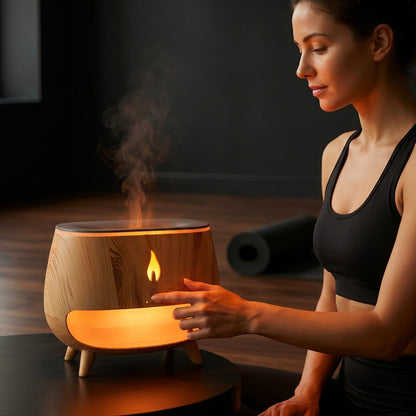 Wood Grain Flame Humidifier & Aroma Diffuser