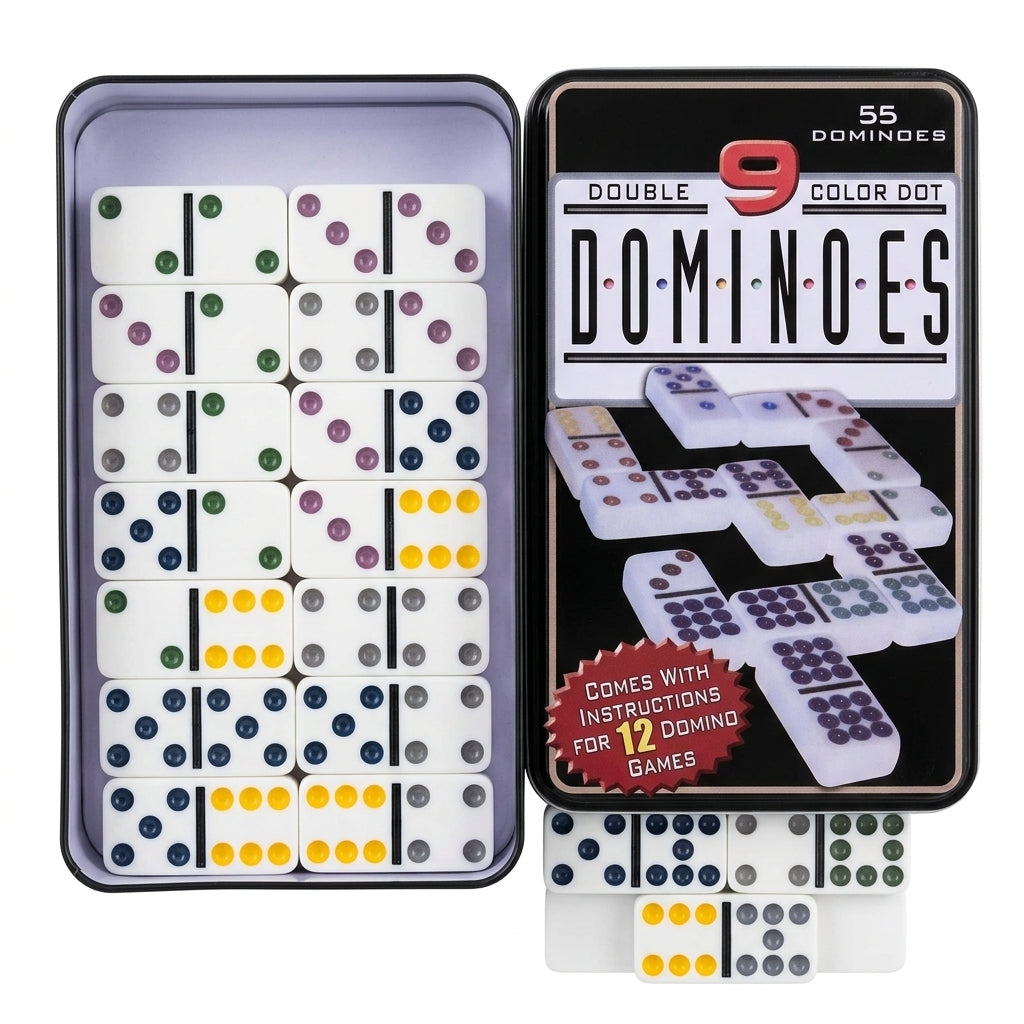 Double 9 Color Dot Dominoes Set – 55 Pieces