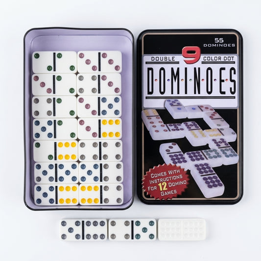 Double 9 Color Dot Dominoes Set – 55 Pieces