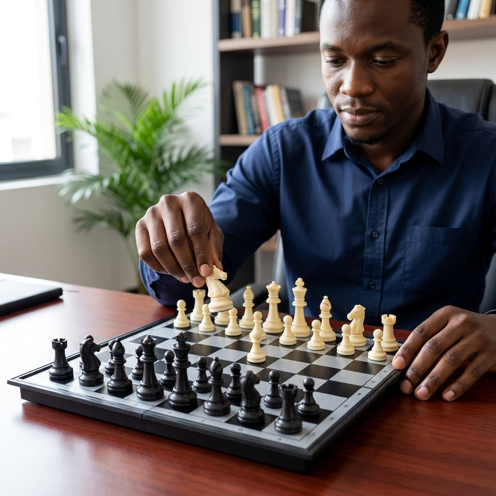 3-in-1 Magnetic Chess, 10x5 Inch Draughts & Backgammon Set