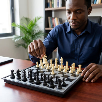 3-in-1 Magnetic Chess, 10x5 Inch Draughts & Backgammon Set
