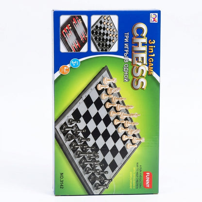 3-in-1 Magnetic Chess Set – Large 14x7 Inch Board