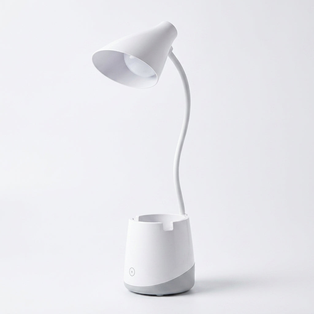 LED Gooseneck Desk Lamp with Pen & Phone Holder
