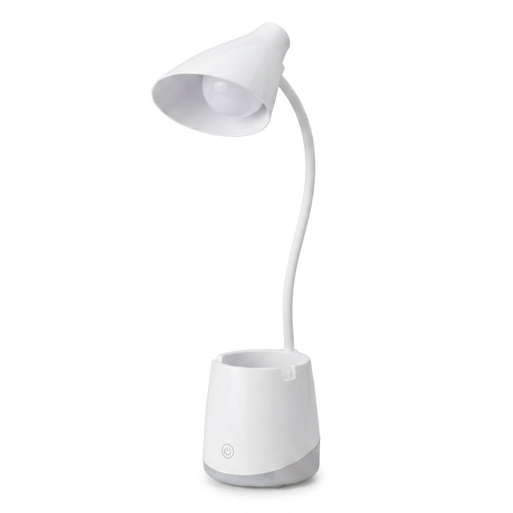 LED Gooseneck Desk Lamp with Pen & Phone Holder
