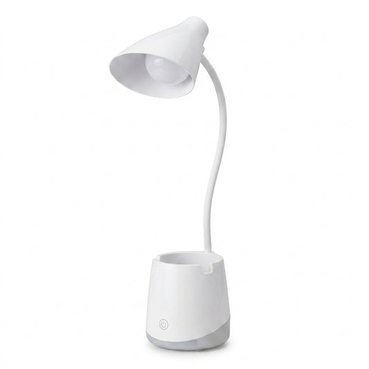LED Gooseneck Desk Lamp with Pen & Phone Holder