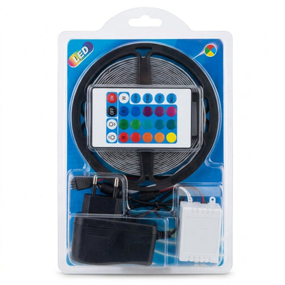 RGB LED Strip Light Kit (3528) – 5m with Remote & Adapter