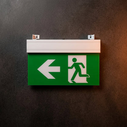 LED Emergency Exit Sign – Left Arrow Ceiling Mount Rechargeable Safety Light