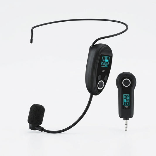 UHF Wireless Headset Microphone with LCD Display & Receiver