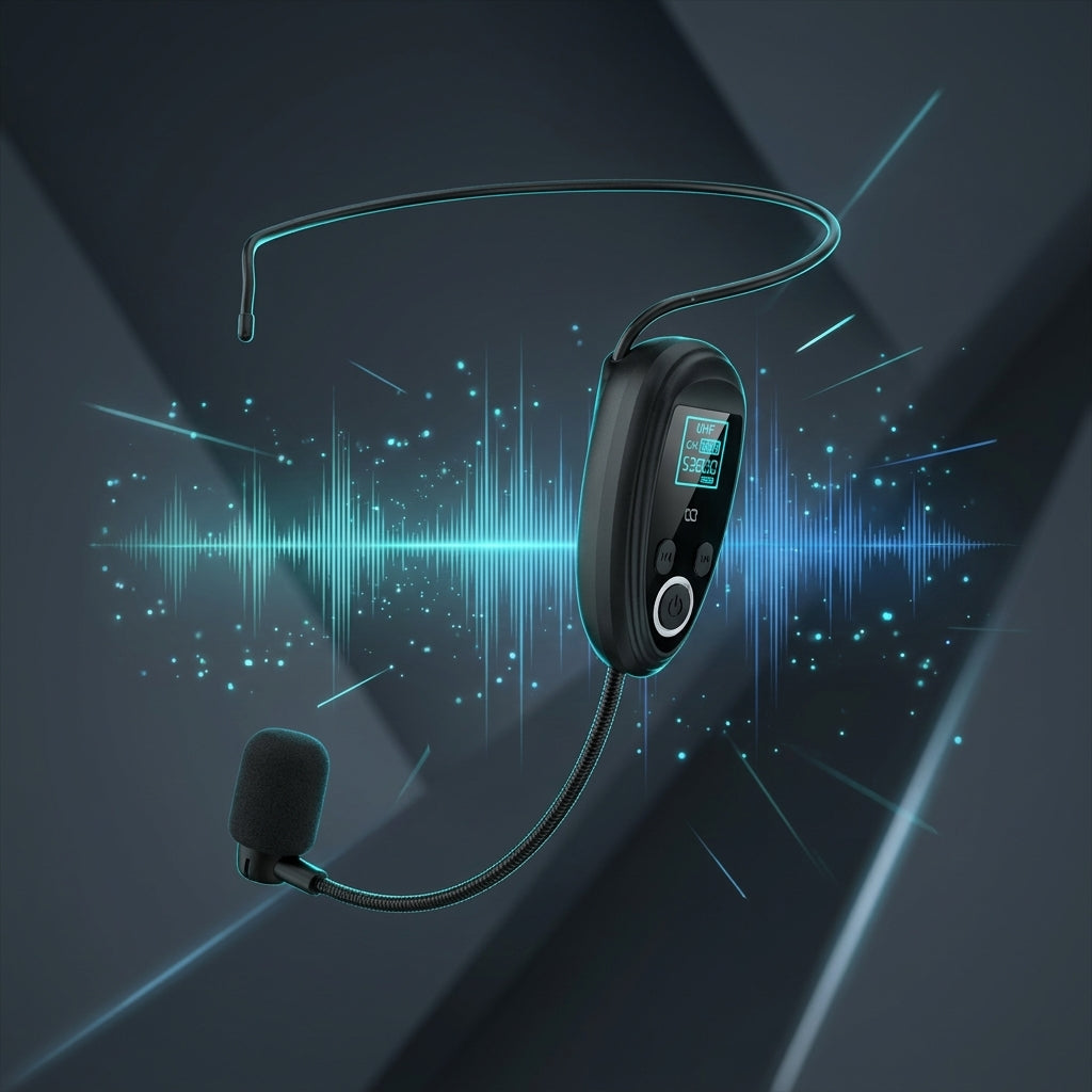 UHF Wireless Headset Microphone with LCD Display & Receiver