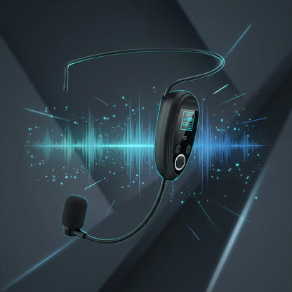 UHF Wireless Headset Microphone with LCD Display & Receiver