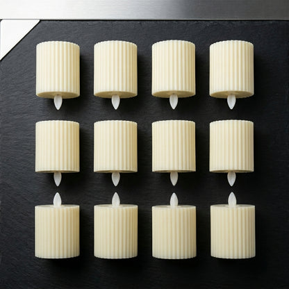 Flameless LED Ribbed Candles – 12 Pack
