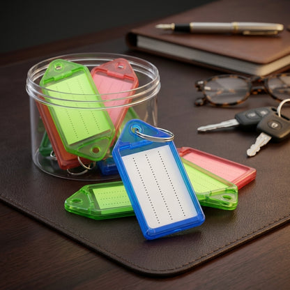Colour Key Rings 12pcs – Labelled Key Tags with Split Rings