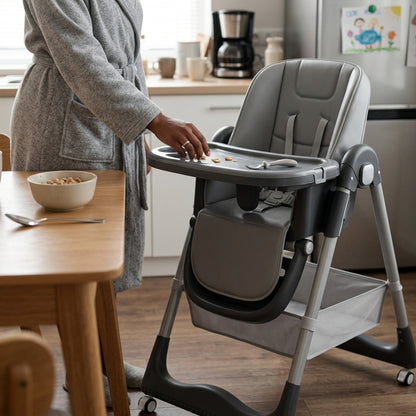 3-in-1 Baby High Chair, Recliner & Pram – Grey